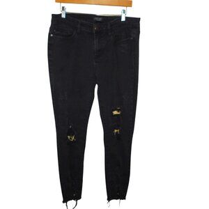 Judy Blue Black Animal Print Patch Distressed Skinny Jeans Size 13/31